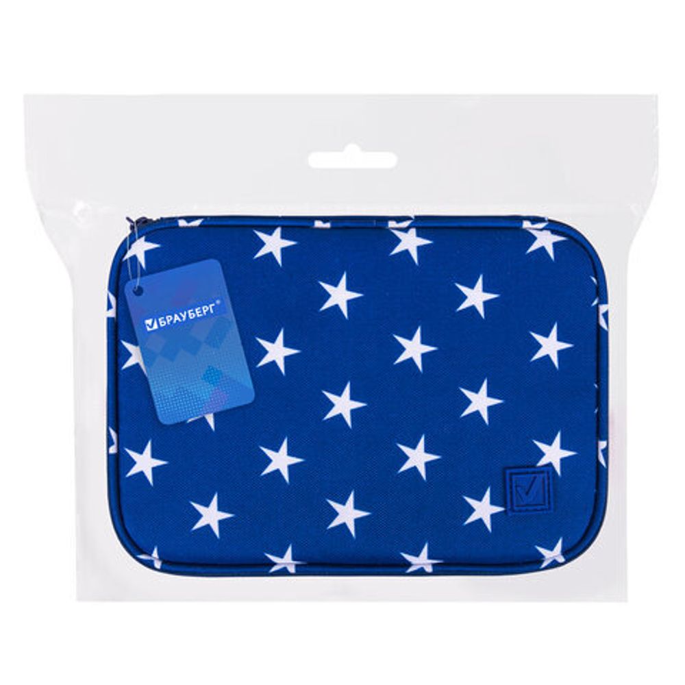 Пенал-косметичка BRAUBERG, 1 отделение, 1 откидная планка, ткань, 21x15x6 см, "Stars", 270707