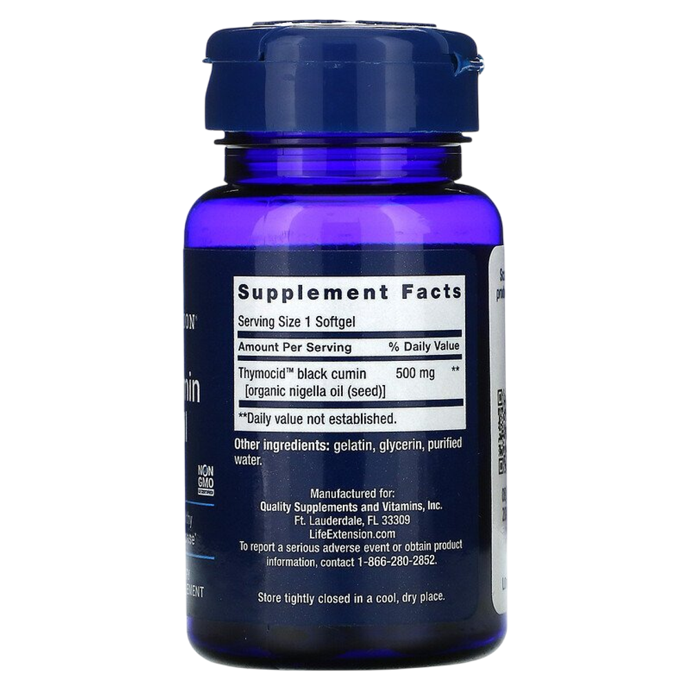 Life Extension Black Cumin Seed Oil 60 softgel, Масло семян черного тмина