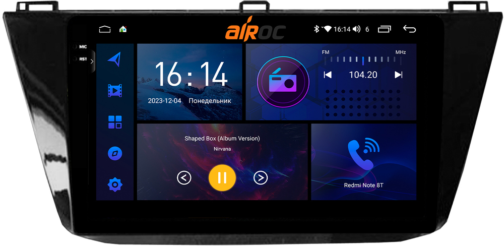 Магнитола для Volkswagen Tiguan 2017+ (поддержка SOS-Glonass) - AIROC 2K RI-3714 Android 12, QLed+2K, ТОП процессор, 8/128Гб, CarPlay, SIM-слот