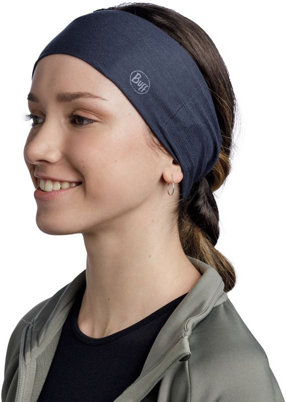 Повязка на голову спортивная Buff Headband CoolNet Solid Night Blue Фото 3