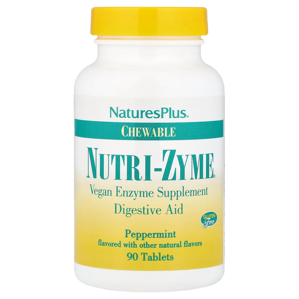 NaturesPlus, Nutri-Zyme®, жевательные таблетки с перечной мятой, 90 жевательных таблеток