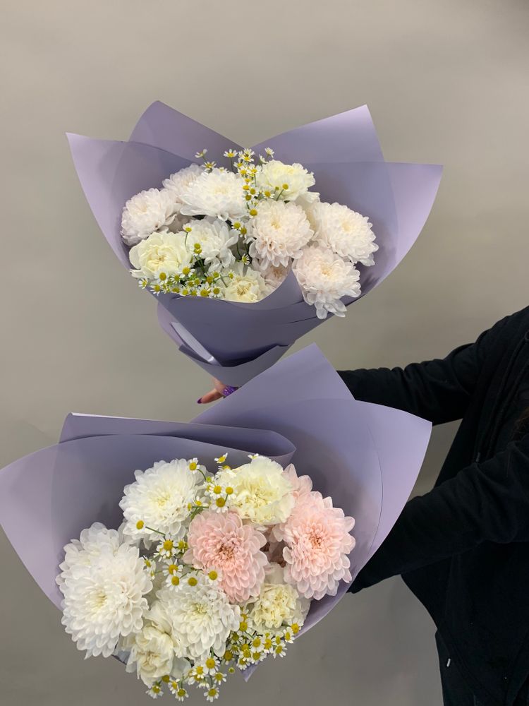 Букет цветов Ромашки с хризантемой мини