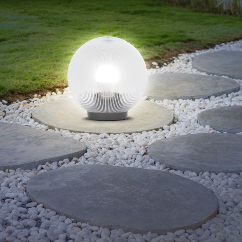 Садово-парковый светильник ЭРА НТУ 02-60-202 шар прозрачный призма на опору / кронштейн IP44 Е27 max60Вт d200mm