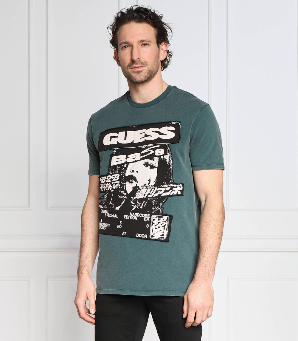 футболка ss bsc guess music poster GUESS - зеленый(M3RI39 KBDL0)