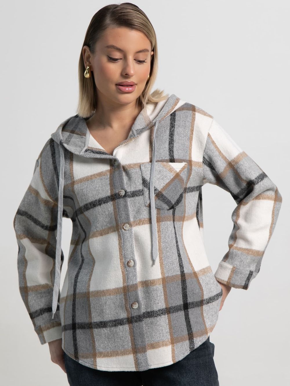 Рубашка теплая с капюшоном Олиссия (серая) Б15504-18М LT Collection