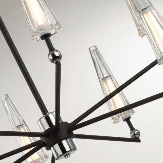 5429/39L MODERN ODL_EX24 137 черный матов./прозрачный/металл/стекло/акрил Люстра LED 39W 3000K 1330Лм FUNGO