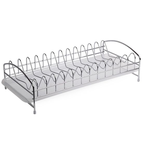 Сушилка для посуды Kamille KM-0368 (38х18х8 см) из хромированной стали с поддоном