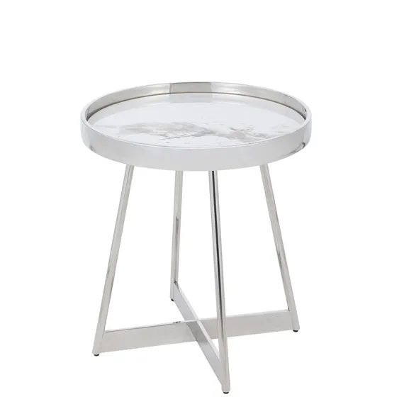 Журнальный столик Elica Ø50 см, керамика, хром