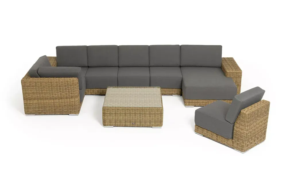 "Капри" трансформирующаяся лаунж-зона из искусственного ротанга, цвет соломенный