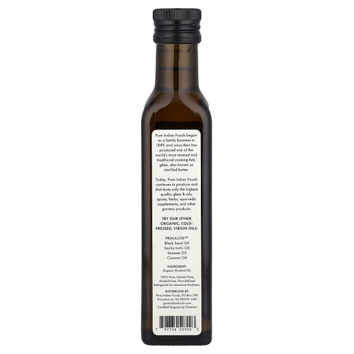 Pure Indian Foods, Органическое масло семян горчицы первого холодного отжима, 250 мл