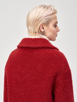 Шуба женская из овечьей шерсти мериноса, красная, SilverFox