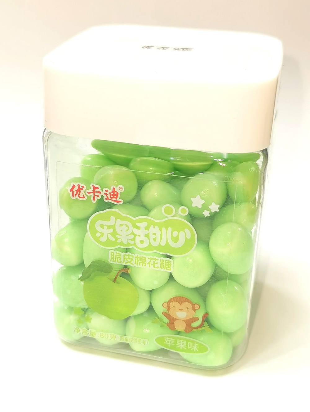 Жевательная конфета обезьянка коробочка яблоко 80гр