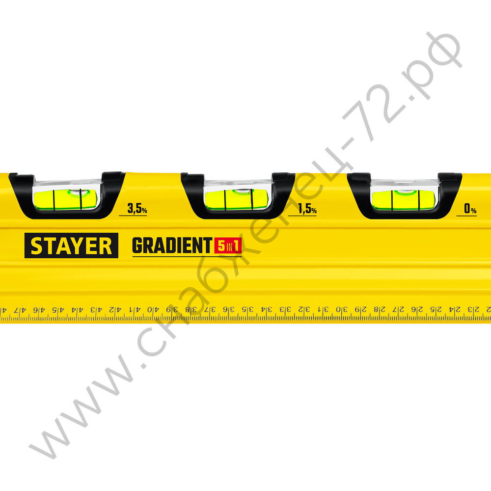 STAYER GRADIENT, 600 мм, 5 в 1, усиленный корпус с выемкой для труб, с линейкой, глазки с уклоном, специальный уровень, Professional (34730-060)
