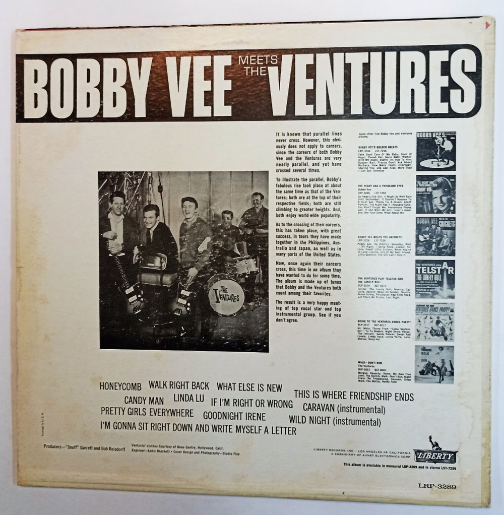 Винтажная виниловая пластинка Bobby Vee Meets The Ventures Bobby Vee Meets The Ventures (USA 1963)