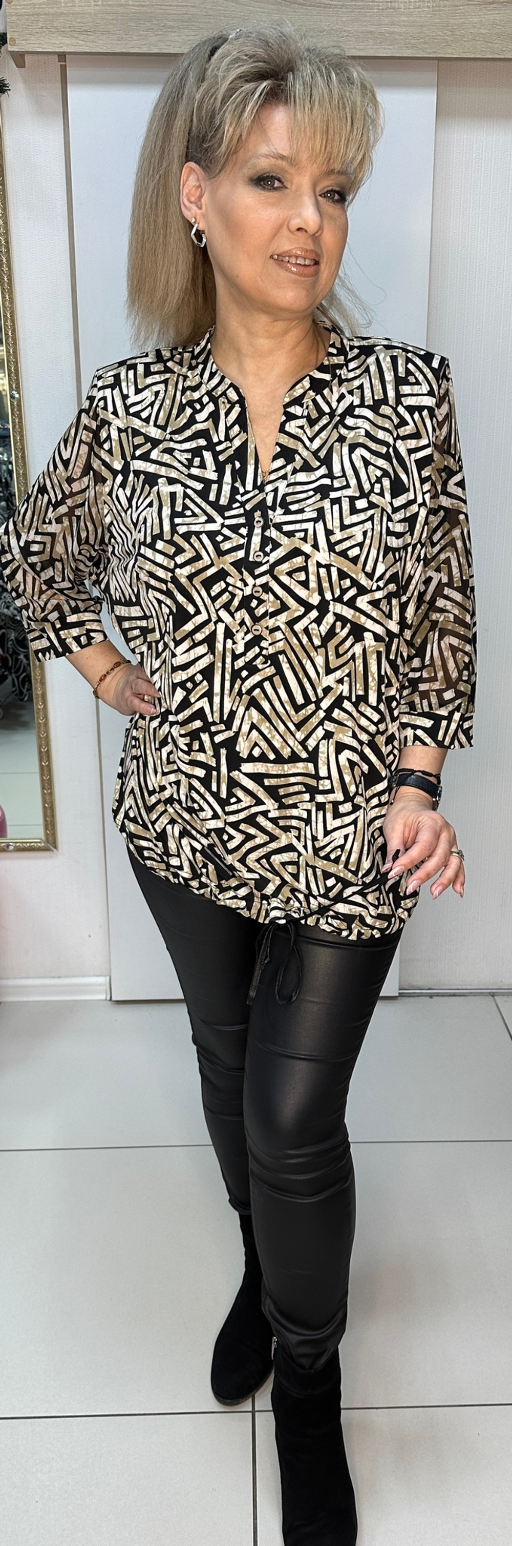 Блузон-поло(туника) с кулиской "соломка"