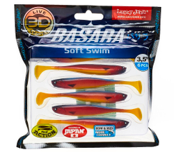 Виброхвост LUCKY JOHN Basara Soft Swim 3D, 3.5in (89 мм), цвет PG06, 6 шт.