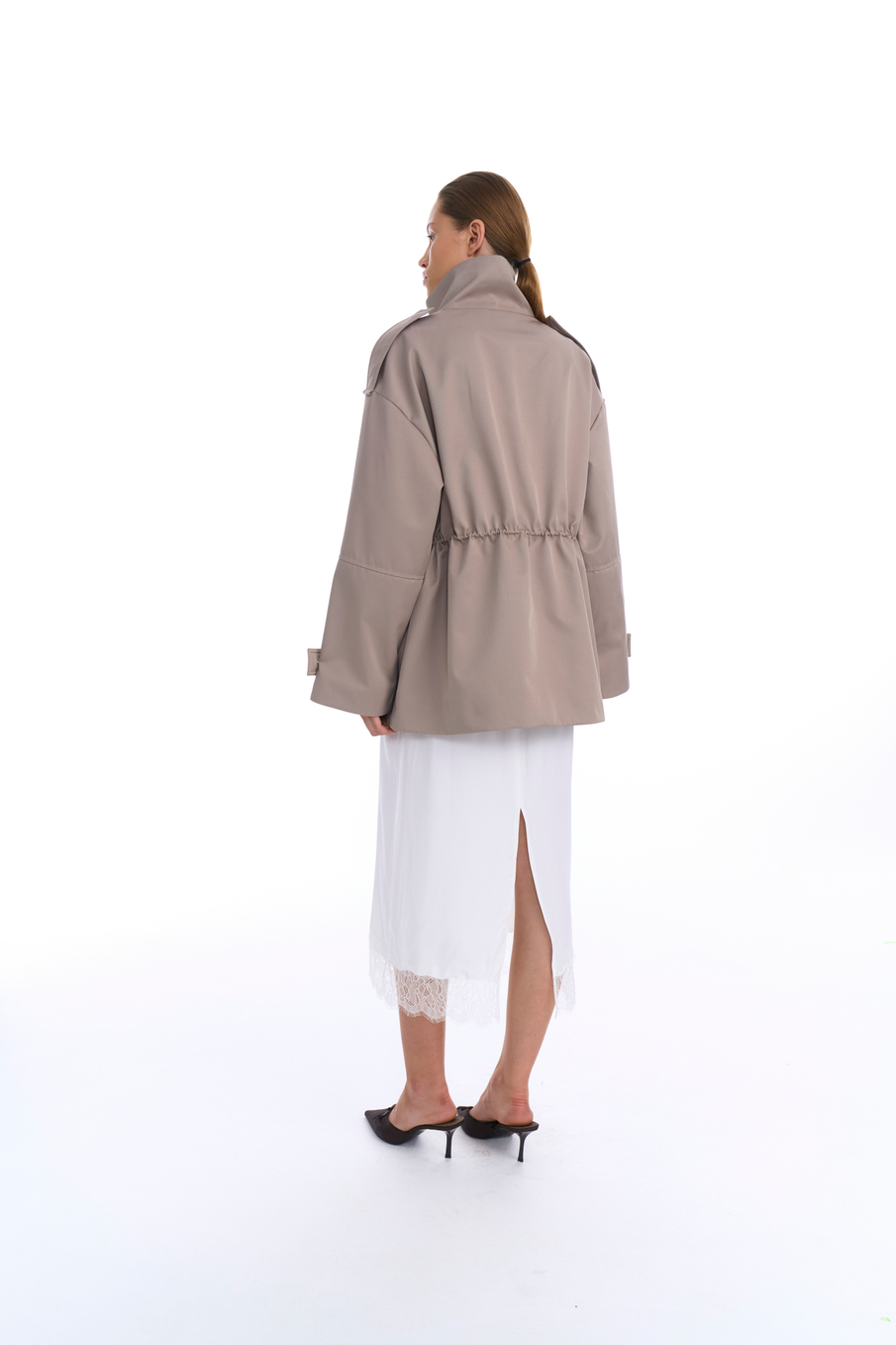 Парка из водоотталкивающего хлопка бежевая