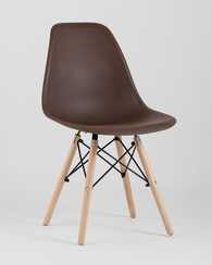 Eames Style DSW коричневый пластик, стальной каркас, натуральный массив бука