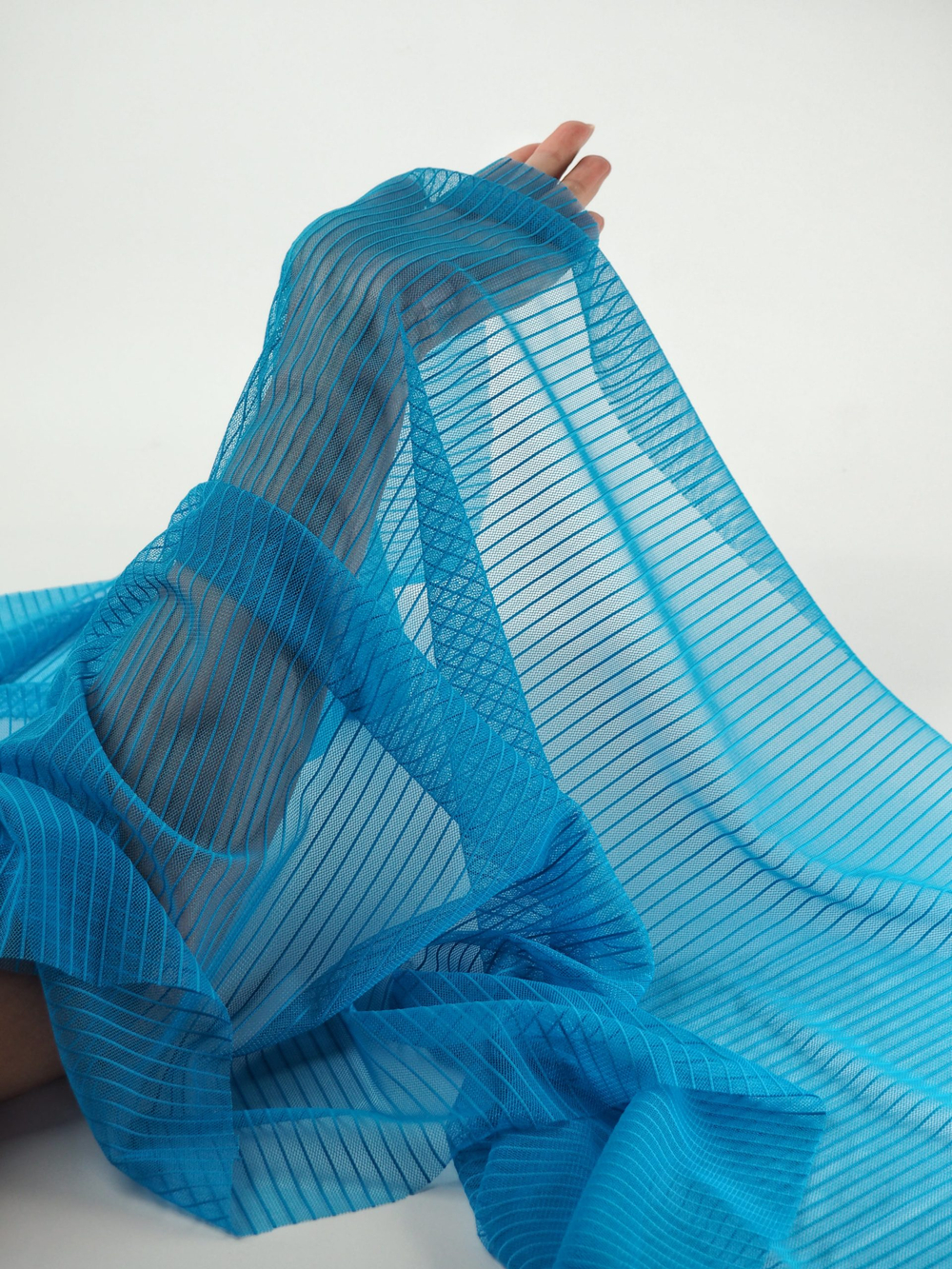 Сетка в полоску аква малоэластичная метражом