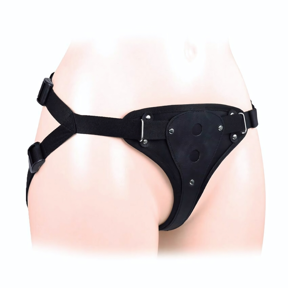 Черный пояс-трусики в комплекте с коннектором и насадкой (Цвет: черный)