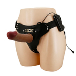 Коричневый полый страпон c вибрацией Starks - 17,5 см. (Цвет: коричневый)