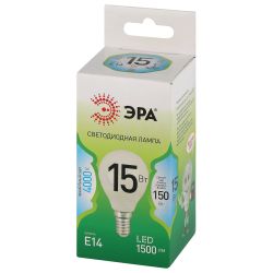 Лампочка светодиодная ЭРА GREEN LINE LED P45-15W-840-E14 GL E14 15 Вт шар яркий белый свет