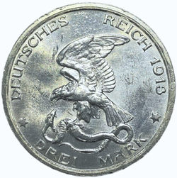 Монета 3 марки Германия (Империя, Пруссия) 1913