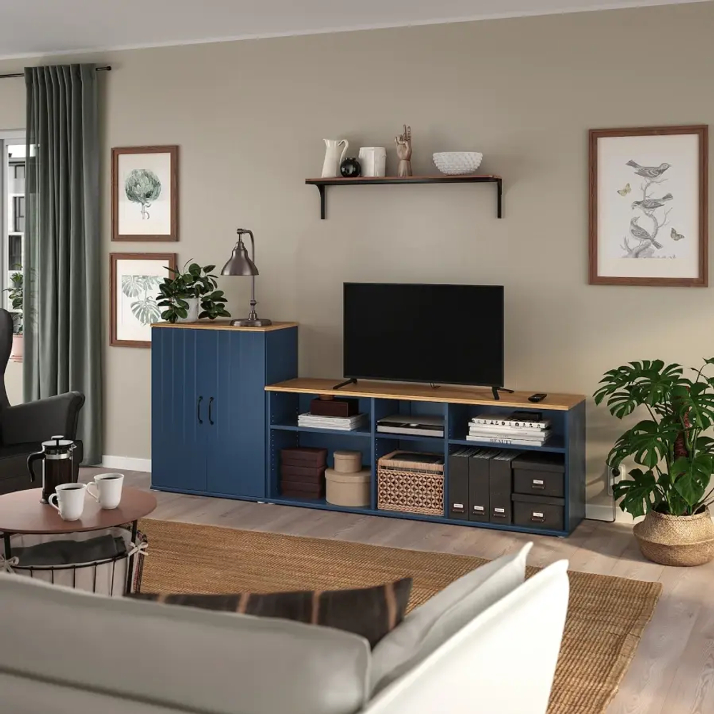 Тумба под ТВ - IKEA SKRUVBY/СКРУВБИ ИКЕА, 38х90х226 см, синий