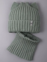 Шапка для девочки осенняя c ушками и снуд