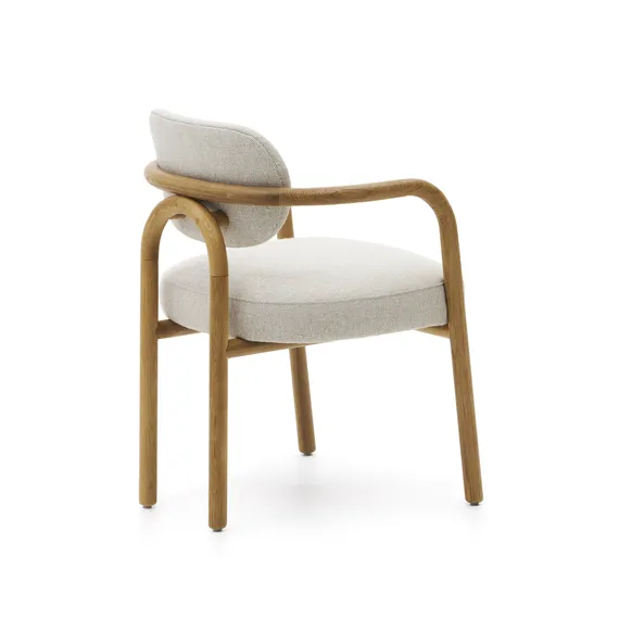 Стул Melqui из массива дуба с бежевой обивкой