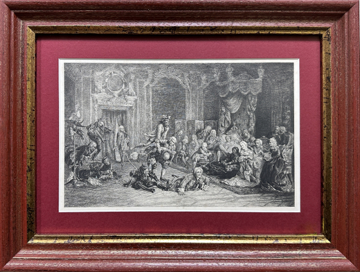 Шуты при дворе императрицы Анны Иоанновны. Гравюра по известной картине В. Якоби. 1740 г.