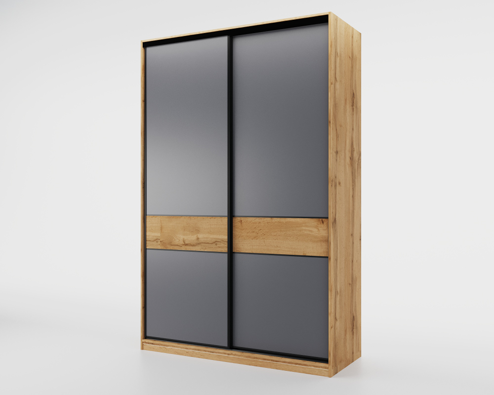 Шкаф-купе МАМА SLIM,125*60, Дуб вотан, Темно-серый