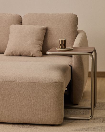 Трехместный диван-кровать Laira из бежевого шенилла, 218 см