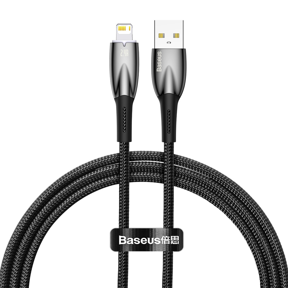 USB-A - Lightning Кабель Baseus Glimmer Charging+Data 2.4A 1-2m - Black