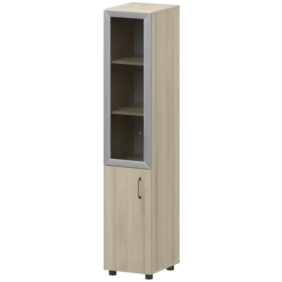 Стеллаж комбинированный узкий с стеклянным фасадом в алюминиевой раме левый К-932,К-936,К-939,КФ-936,КФ-939 360x420x2000 Приоритет