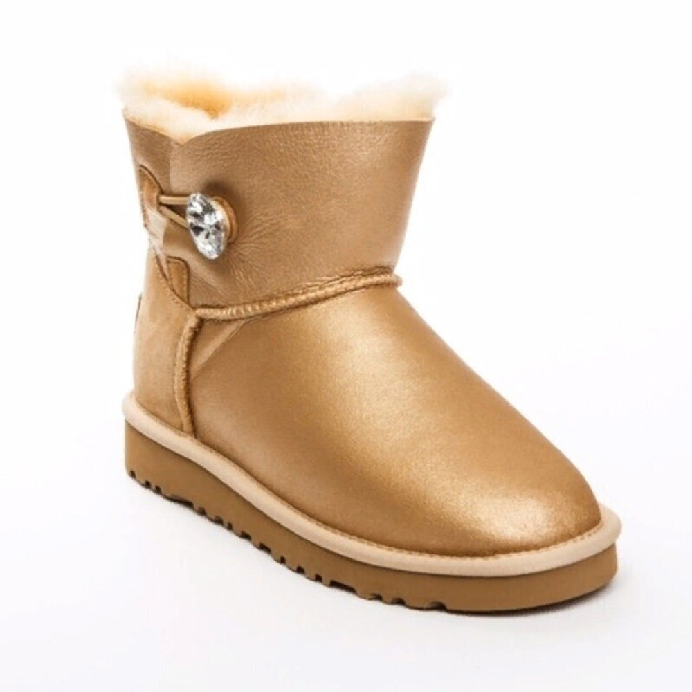 Угги Mini Bailey Button Bling Soft Gold