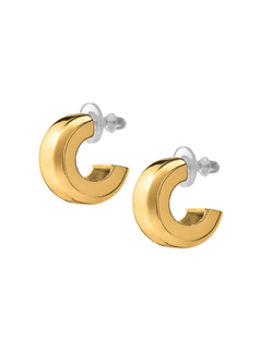 Серьги полукруг, скошенные грани, золото