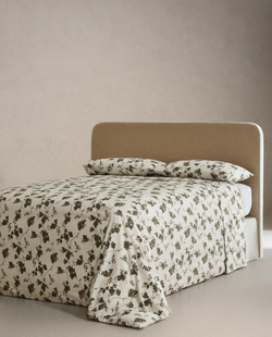 Zara Home - Простыня с изображением листьев, белый, 210x280 см