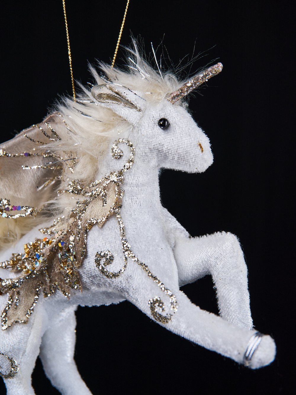 Елочная игрушка Единорог 25х25см ChristmasDeLuxe платина