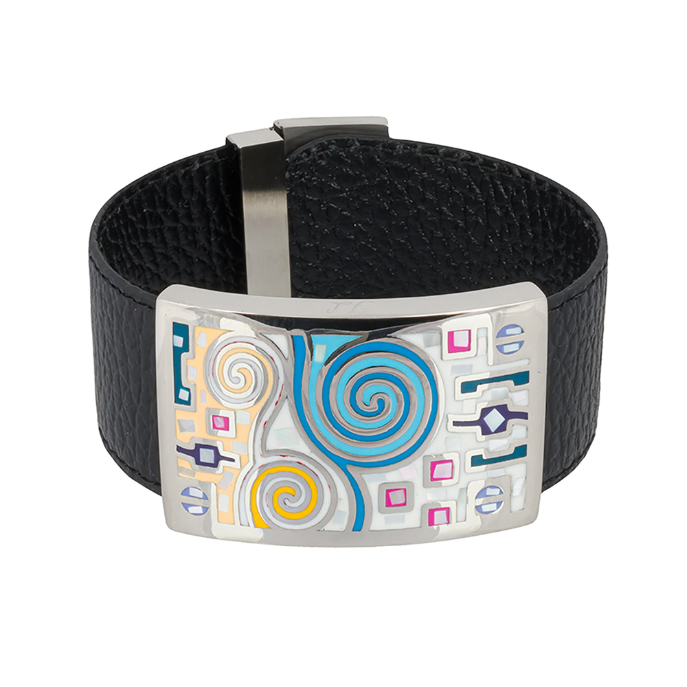 Браслет Fiore Luna на кожаном черном ремешке CB01319-14 M/S