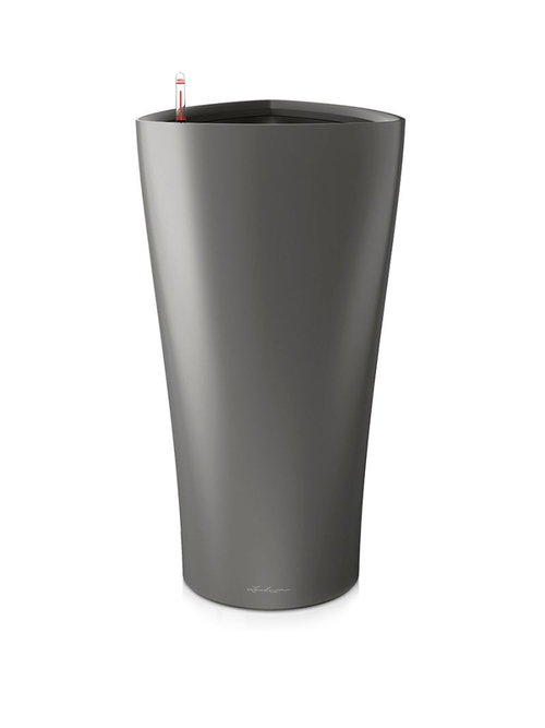 Кашпо Lechuza "Delta Complete charcoal metallic" (пластик), D30xH56 см