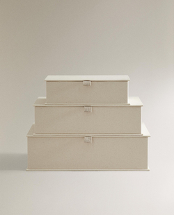 Zara Home Коробка для хранения из плетёной бумаги, цвет бежевый, 24 см