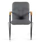 Кресло для приемных и переговорных BRABIX "Samba CF-103", хром, бук (D-1), к/з серый, собрано, 532758