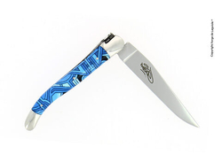 Folding knife, 11 cm blade, 2 stainless steel bolsters, shiny finish, acrylic handle, Vega design