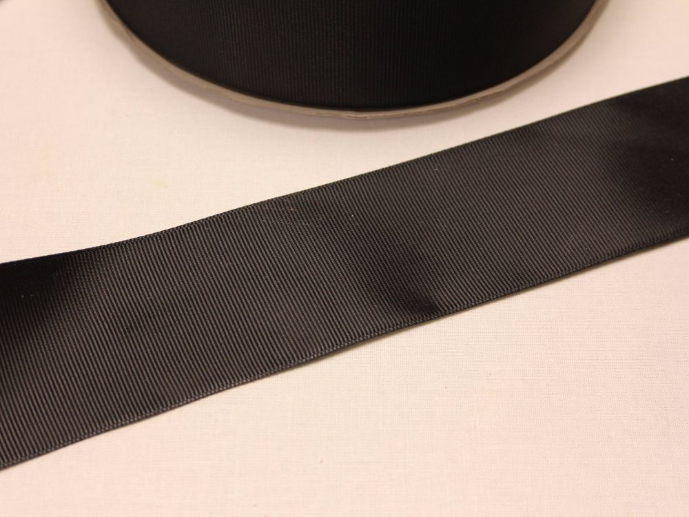 Лента репсовая однотонная 50 мм, длина 25 ярдов, цвет: черный