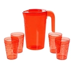 Набор питьевой 5 предметов «Люмици»: кувшин 1,8л; 4 стакана 0,3л красный прозрачный