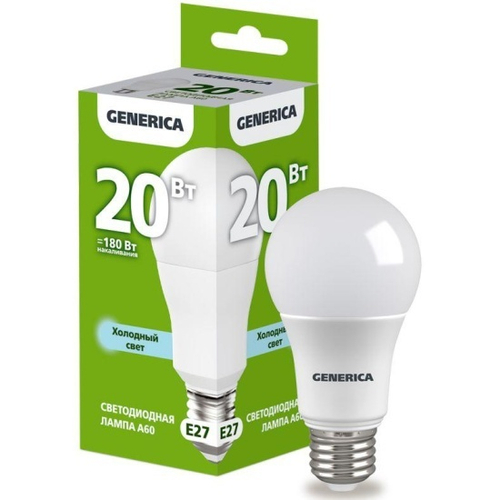 Лампа светодиодная А60 20Вт 6500К Е27 IEK GENERICA