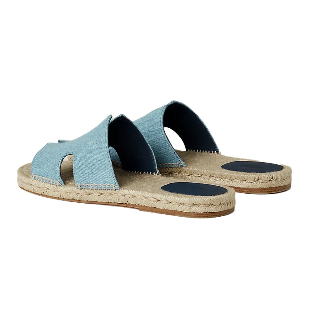 Hermes Antigua Straw Shoes Slippers Fashion Sandals Men's Denim Blue, H221833ZH CB