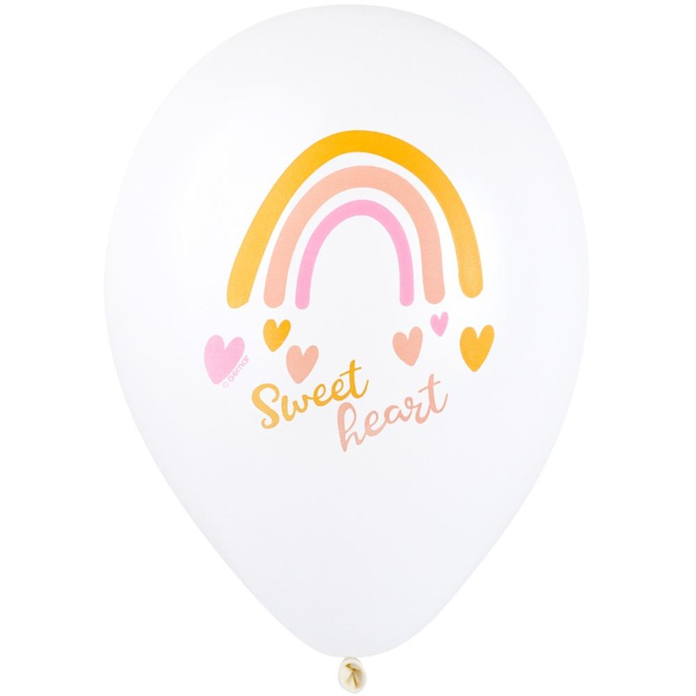 Шар латексный 35см Boho Радуга (Белый)