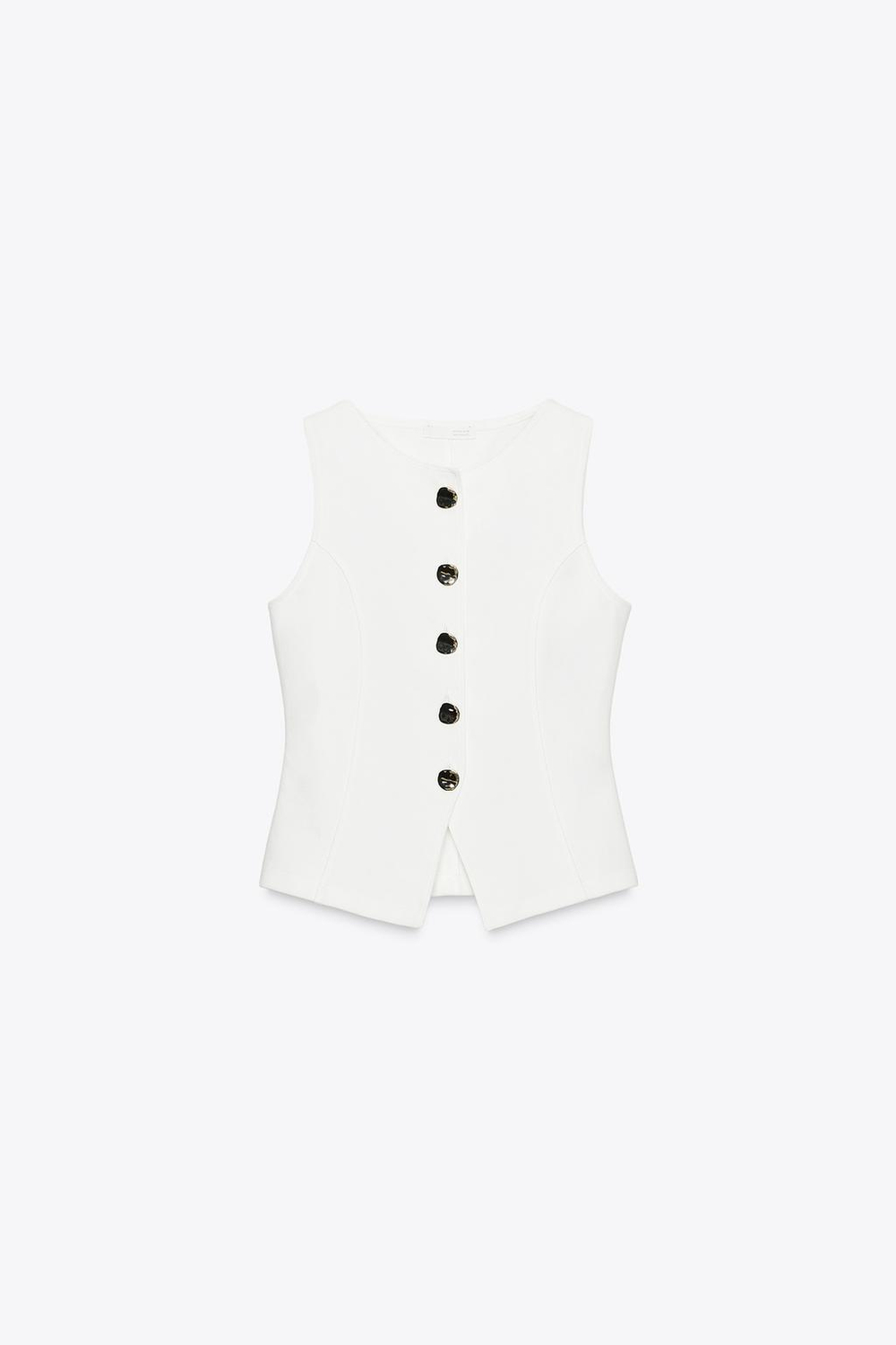 ZARA ТОП-ЖИЛЕТ С ПУГОВИЦАМИ, ЖЕЛТОВАТО-БЕЛЫЙ